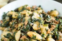 Rustic Spicy Sausage Gnocchi with Spinach and Mushrooms