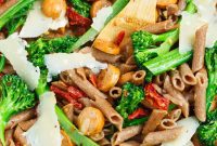 Wholesome Penne with Savory Chicken Sausage, Zesty Sun-Dried Tomatoes, and Bitter Greens
