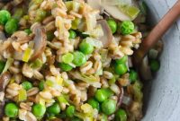 Wholesome Leek Mushroom and Pea Farro