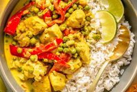 Spicy Thai Green Curry Chicken Rice Bowl