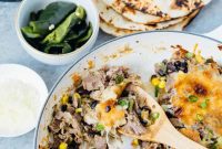 Hearty Instant Pot Pork Poblano Skillet Enchiladas