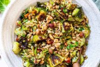 Warm Roasted Brussels Sprouts and Farro Harvest Bowl