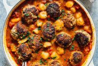 Pillowy Cauliflower Gnocchi and Rich Meatballs