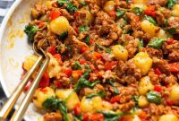 Smoky Chicken Chorizo Cauliflower Gnocchi Skillet