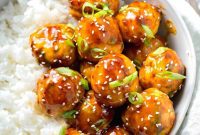 Sticky Teriyaki Glazed Chicken Meatballs