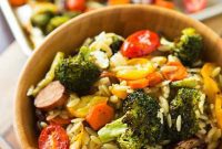 Andouille and Roasted Vegetable Orzo