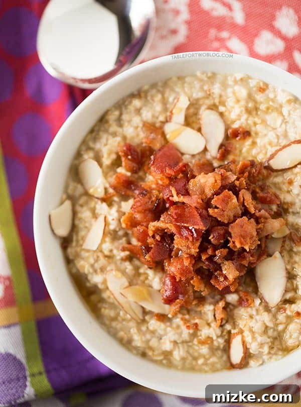 Smoky Maple Bacon Oatmeal 4 A salty sweet combination for your daily breakfast oatmeal!