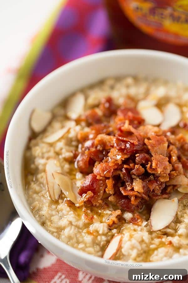 Smoky Maple Bacon Oatmeal 5 A salty sweet combination for your daily breakfast oatmeal!