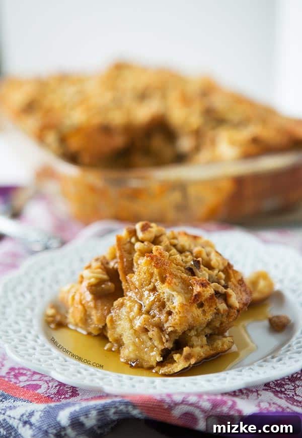 Delicious Eggnog French Toast Casserole for Holiday Gatherings Another mouth-watering shot of the Overnight Eggnog French Toast Bake, showing its delectable texture and inviting presentation.
