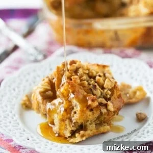 Overnight Eggnog French Toast Bake: Simple ingredients that you put together overnight and pop in the oven the next morning! Perfect for Christmas morning!