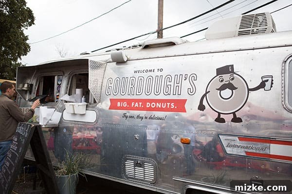 Gordough's Iconic Food Truck Exterior of Gordough's Big. Fat. Donuts food truck, an Austin landmark.