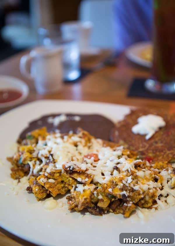 Savory Migas with Chorizo at SoCo Cafe A plate of delicious migas with chorizo from South Congress Cafe.