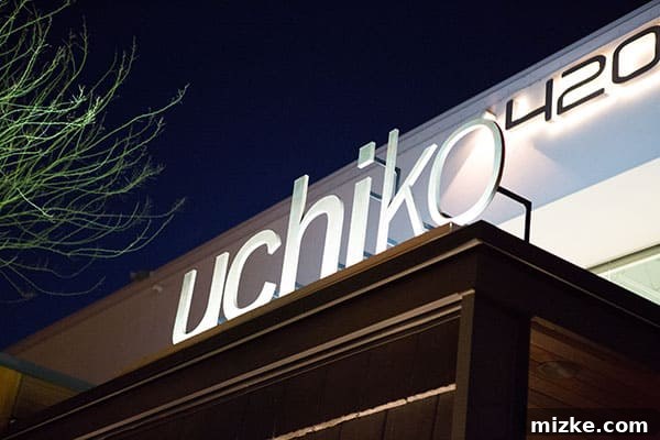 Uchiko's Sophisticated Dining Room The elegant and modern interior dining space of Uchiko in Austin, Texas.