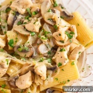 This marsala chicken rigatoni and mushroom pasta is pure comfort food. Filled with flavorful ingredients and a creamy marsala wine sauce coated on every inch of pasta, you will love every bite!