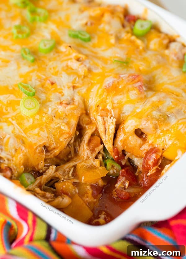 Sky High Chicken Enchiladas 3 A close-up of the delicious stacked chicken enchiladas, ready to be served