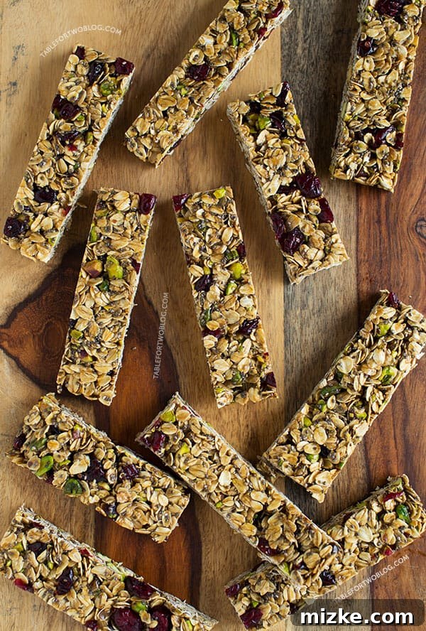 Wholesome Cranberry Pistachio Energy Bars 4 Cranberry Pistachio Granola Bars, ready to be enjoyed as a wholesome treat.
