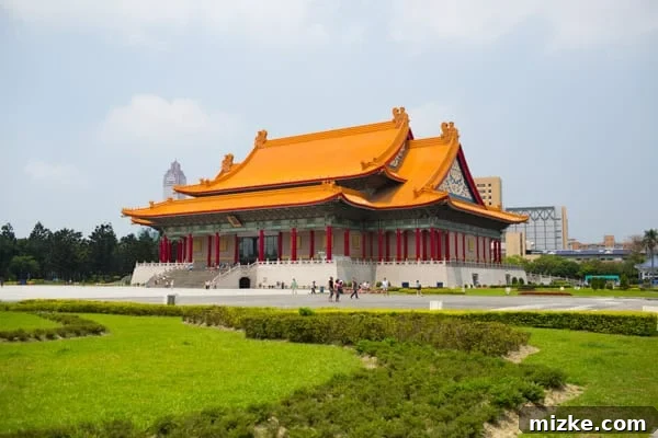 The National Theater and Concert Hall with orange roofs at CKS Memorial