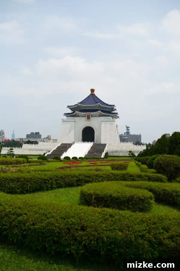 Lush garden pathways and serene landscaping at Chiang Kai-Shek Memorial