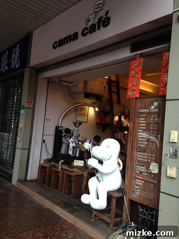 In-house coffee bean roaster at Cama Cafe, Taipei