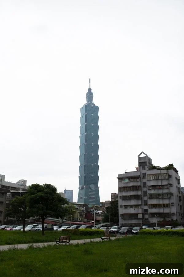 Taipei 101 skyscraper dominating the city skyline
