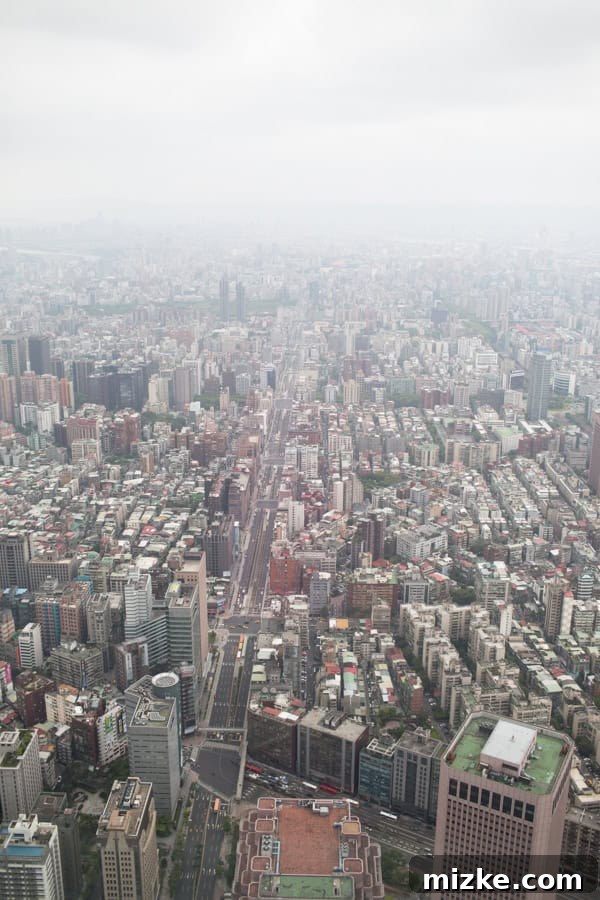 Observation deck view from Taipei 101, overlooking the city