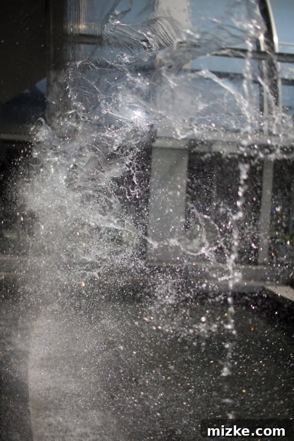 Reflective water surface in the Da'an MRT fountain