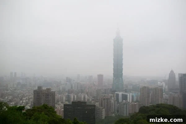 Stunning Cityscape from Elephant Mountain Hiking Trail Panoramic View of Taipei City from Elephant Mountain