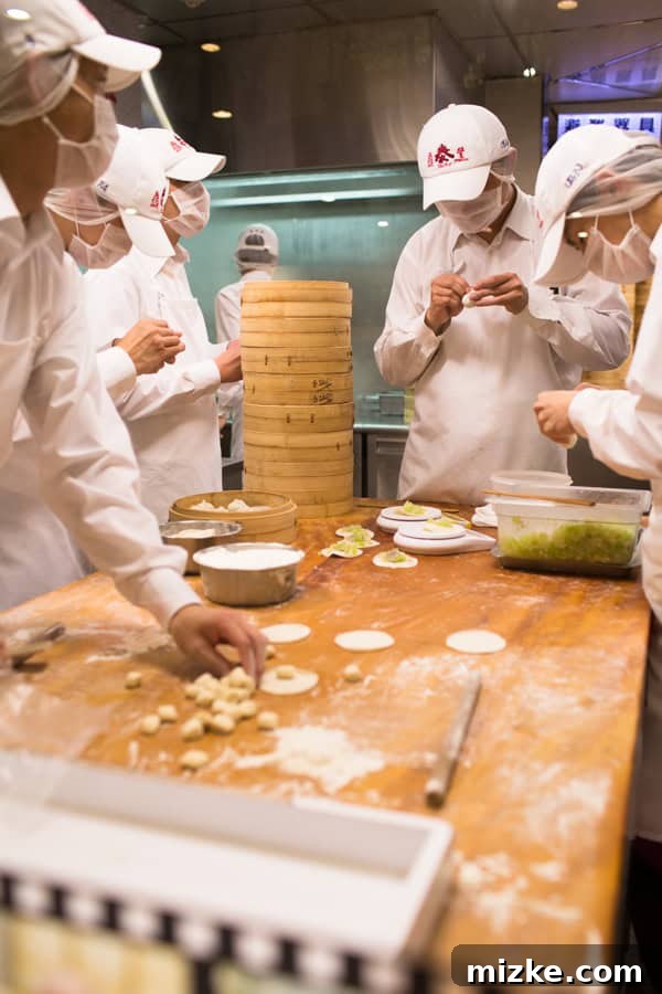 Close-up of Delicious Din Tai Fung Cuisine Detailed Shot of Din Tai Fung's Exquisite Food