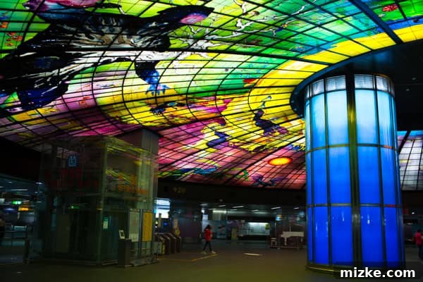 Kaohsiung: Taiwan's Vibrant Southern Hub 25 The breathtaking Dome of Light art installation at Formosa Boulevard MRT Station, Kaohsiung, a world-renowned masterpiece