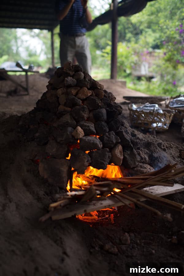Hsinchu: Taiwan's Innovation Nexus 16 The rock oven in full blaze, heating the rocks until they turn red hot.