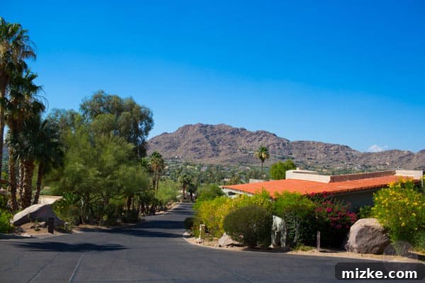 Close-up view of Camelback Mountain from Sanctuary Resort