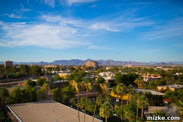 Panoramic rooftop view of Scottsdale from Hotel Valley Ho