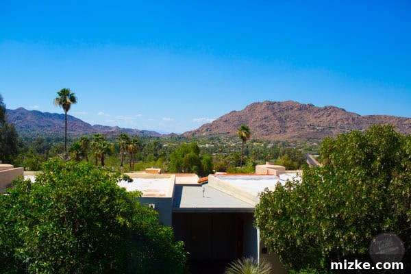 View of Camelback Mountain from a resort window