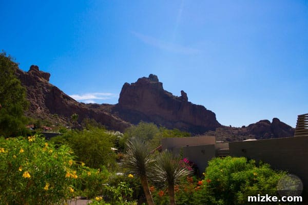 Desert landscape view from a Scottsdale luxury resort