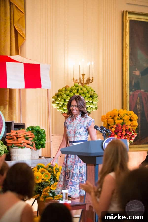 2014 White House Junior State Dinner 14 Michelle Obama delivering speech at Kids' State Dinner