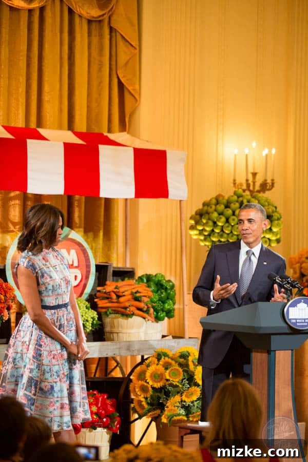 2014 White House Junior State Dinner 24 Obamas discussing guilt foods with children