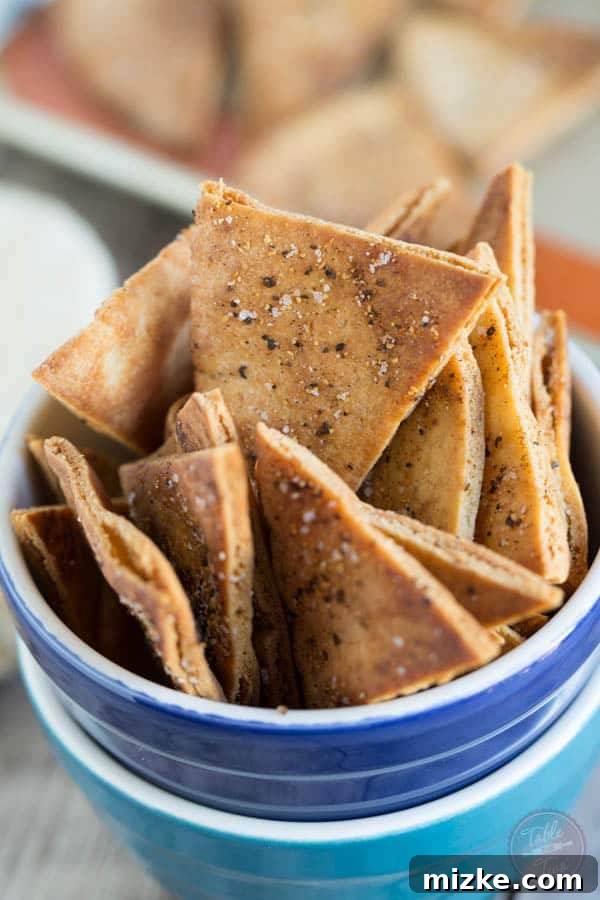 Flavorful Homemade Pita Crisps 4 Homemade seasoned pita chips are so easy to make and perfect to pair with your favorite dip and game on TV!