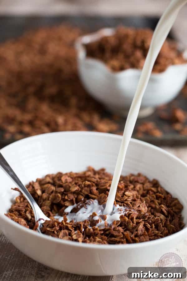 Decadent Chocolate Coconut Granola 5 Chocolate coconut granola combines two of the most delicious flavors! The perfect cereal for your mornings!