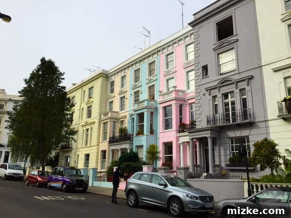 London: A Tourist's Delight 32 Charming colorful houses in a row in London