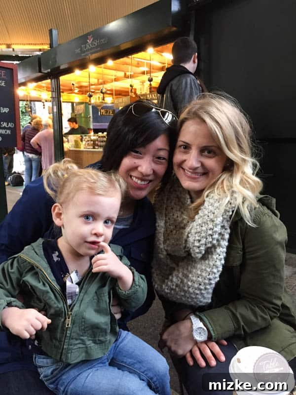 Friends Enjoying Borough Market Friends meeting up and smiling at Borough Market, capturing travel memories