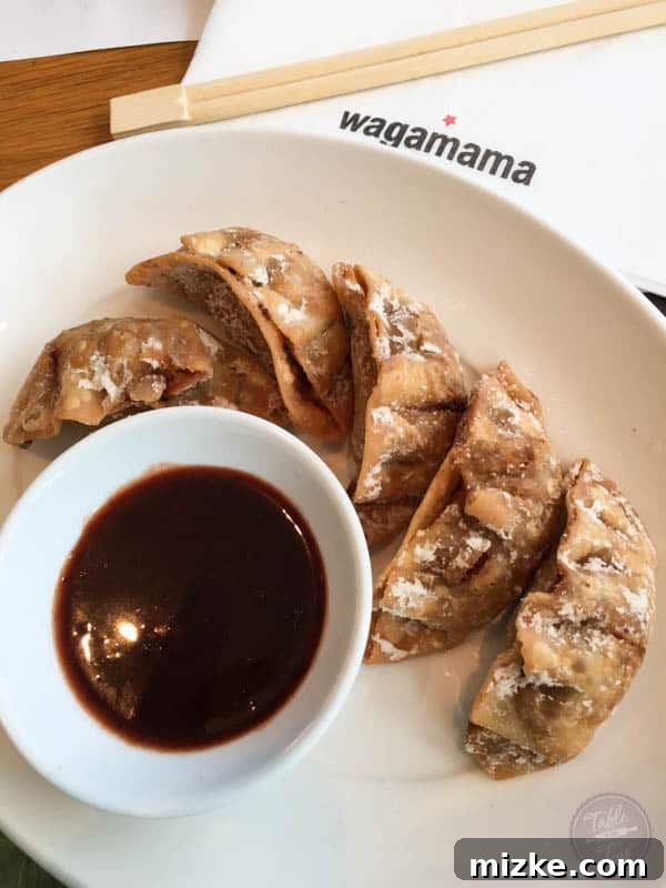 Wagamama Duck Potstickers Delicious duck potstickers served at Wagamama in London