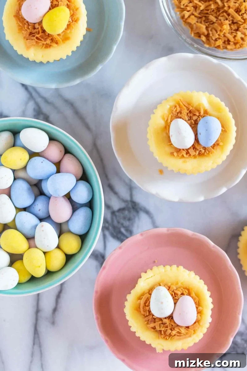 Cheesecake Nest Bites 7 A basket of mini cheesecake nests ready for Easter