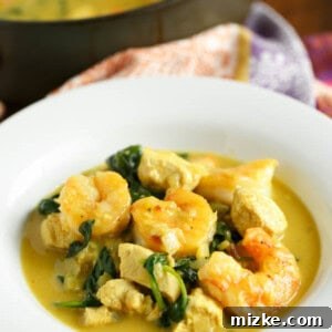 Garlic Coconut Curry Shrimp and Chicken Bowl