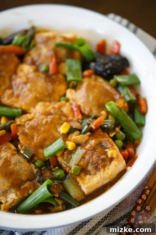 Mom's Sunday Stuffed Tofu 2 Delightful Stuffed Tofu, a cherished Chinese family dish, ready to be enjoyed.