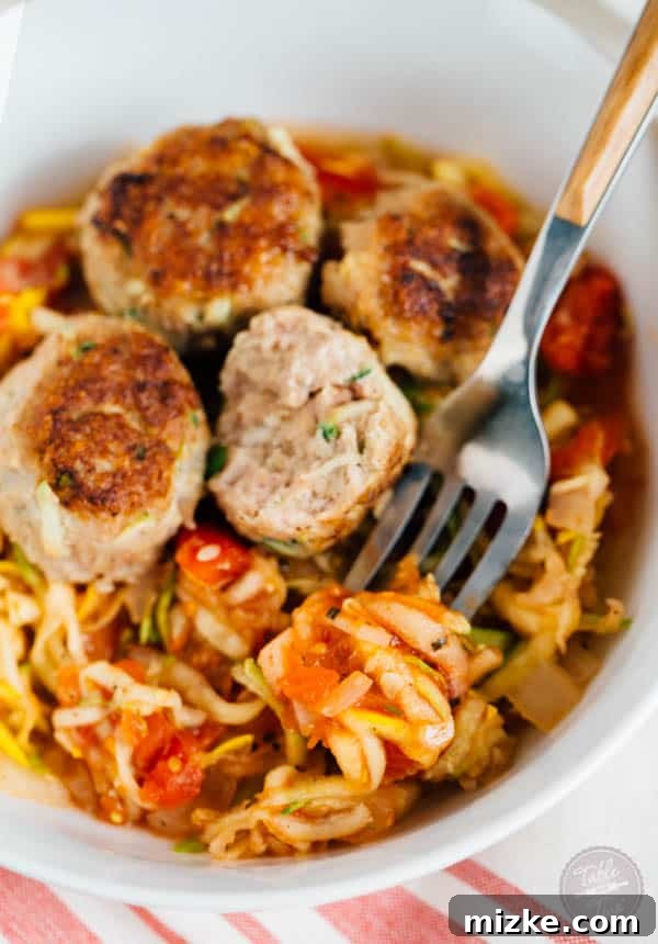 Paleo-friendly zucchini turkey meatballs, moist and flavorful, ideal for a healthy dinner.