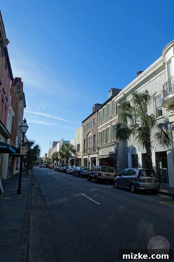 Charleston: Southern Charm and Historic Grandeur 33 Picturesque street scene in downtown Charleston with lush greenery
