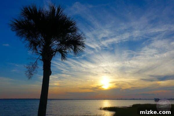 Charleston: Southern Charm and Historic Grandeur 47 Panoramic view of sunset over Pitt Street Bridge, Charleston