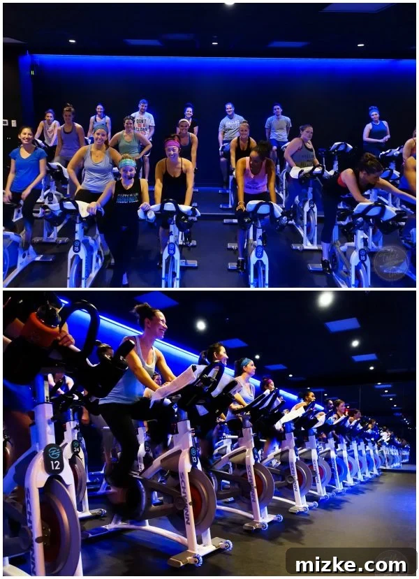 Glow Bites 9 A wide shot of the Zengo Cycle studio filled with participants before the special cookbook launch ride.