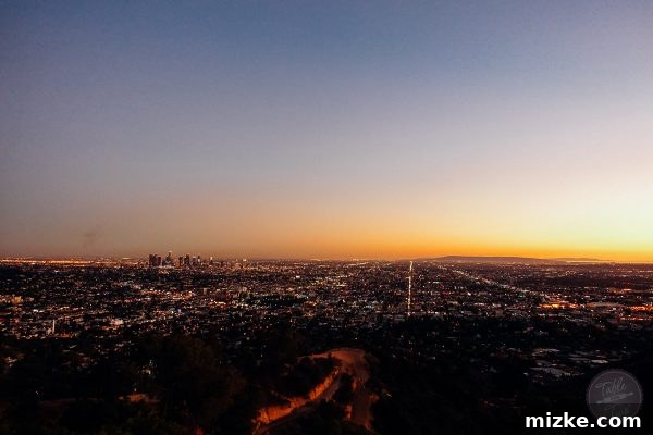 View of the Hollywood Sign from Griffith Observatory, a famous Los Angeles landmark.