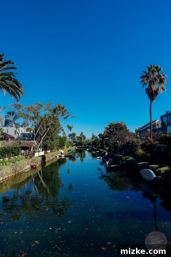 Panoramic view of Marina del Rey canals with unique waterfront homes, showcasing Los Angeles's distinctive lifestyle.